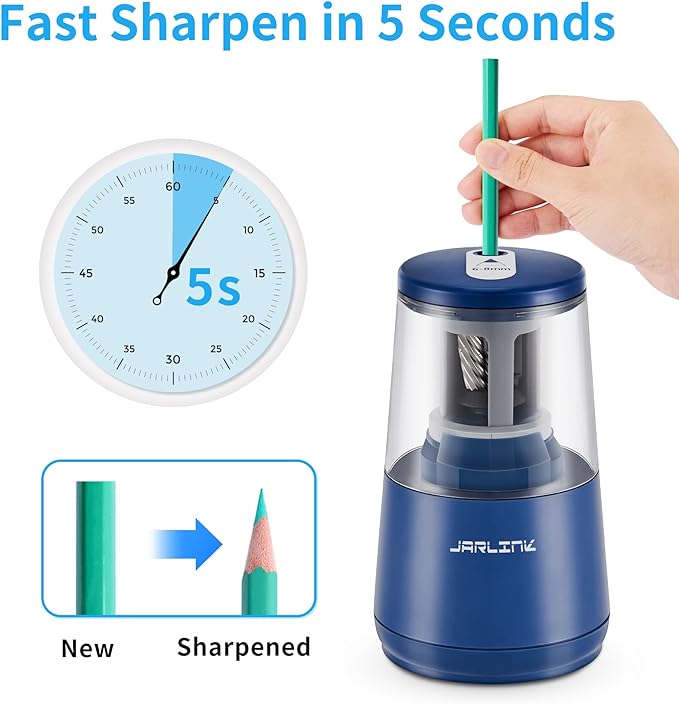 JARLINK Electric Pencil Sharpener, Heavy-Duty Helical Blade to Fast Sharpen - Image 2