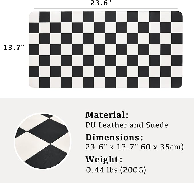 Ohocut Checkered Desk Mat, Large Cute Aesthetic Retro PU Leather Computer - Image 3