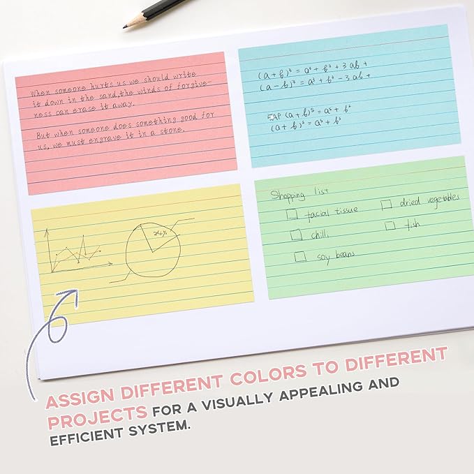 Colored Index Cards 5x8 100Pcs, Goefun Ruled Flashcards, 4 Color Notecards - Image 7
