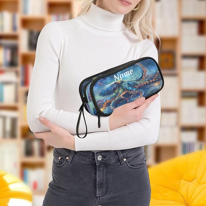 BOENLE Custom Octopus Galaxy Pencil Case Box Boys Girls Personalized Name Large - Image 6