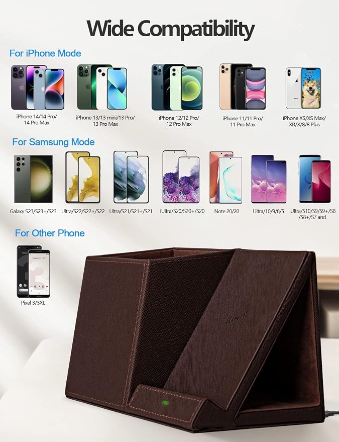 Pen Holder with Wireless Charger, Compatible with iPhone 17/16/15/14/13/12/11/8 - Image 3
