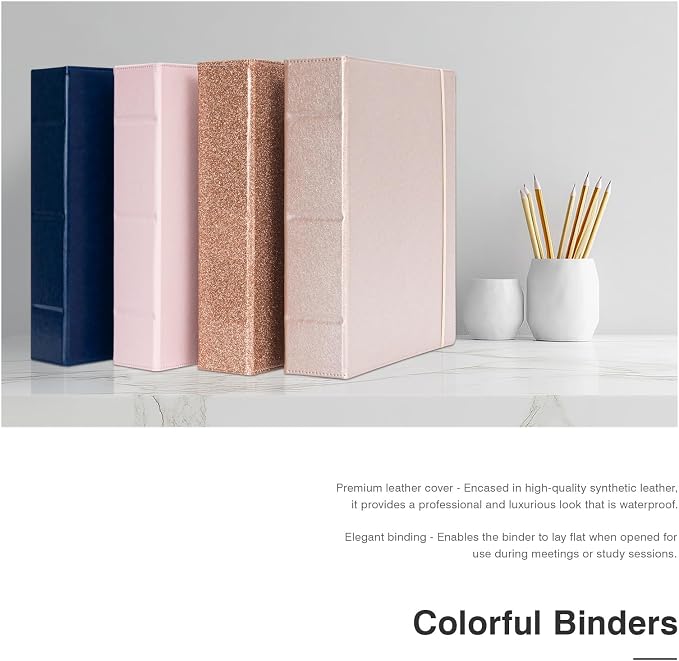 Ospelelf Vintage Hardcover 3 Ring 2 inch Leather Binder, Professional Binders - Image 7