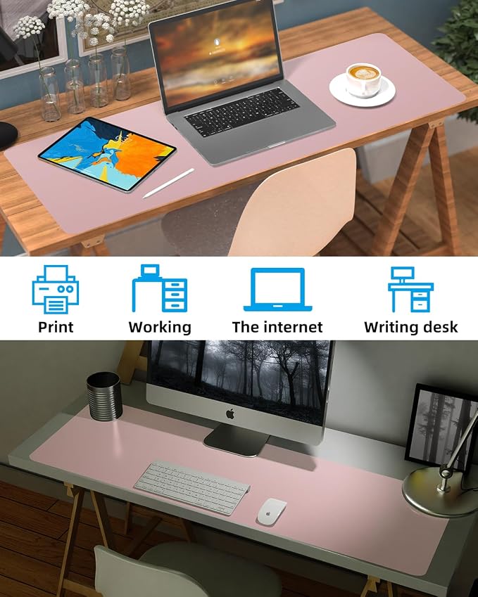 Leather Desk Pad Protector, Large Desk Mat, Mouse Pad, Non-Slip PU Leather Desk - Image 6