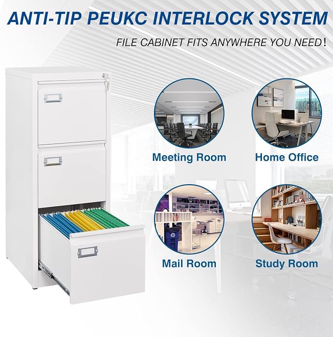 PEUKC 3-Drawer File Cabinet - Image 6