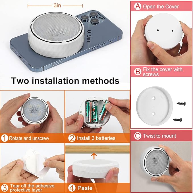 Onumii LED Puck Lights Battery Operated LED Under Cabinet Lighting Wireless - Image 4