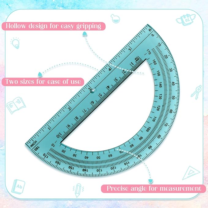 Sayglossy 12 Pcs of Colorful Plastic Protractors 180 Degrees 6 Inches - Image 3