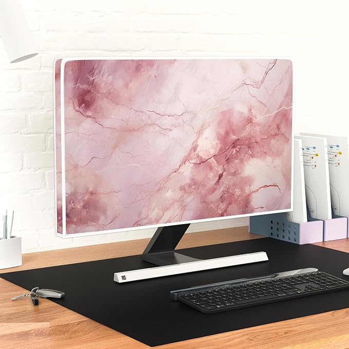 Baocicco Fashion Pink Marble Computer Monitor Dust Cover 26, 28 Inch Full Body - Image 6