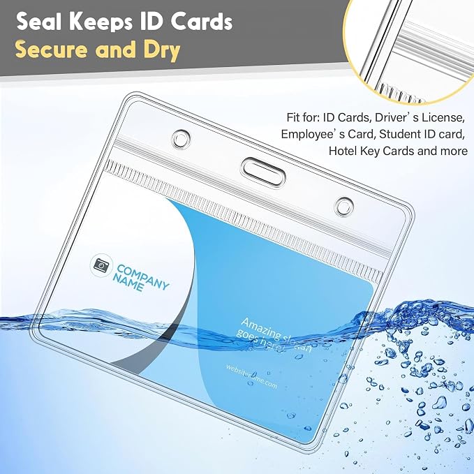 Marspark 50 Pieces Clear Plastic Horizontal Name Badge ID Card Holders - Image 3