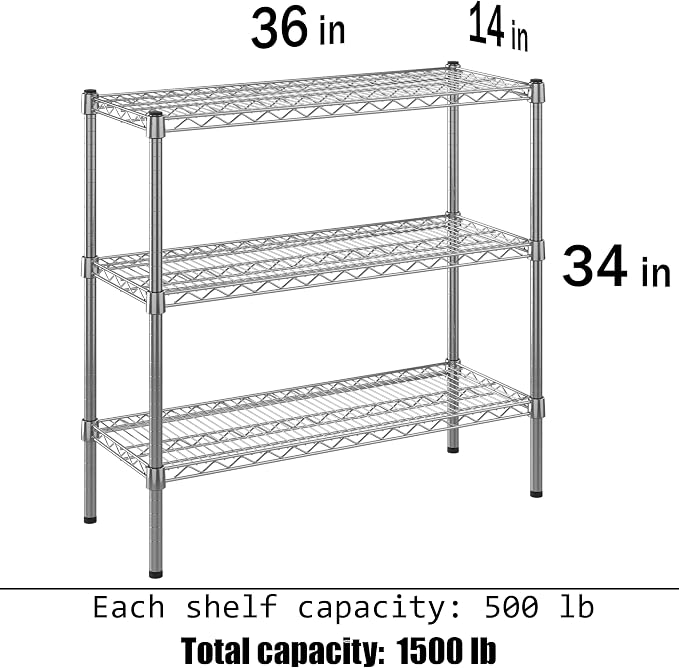 Regal Altair 14" Deep x 36" Wide x 34" Height Wire Shelving Kit | 3-Tier | NSF - Image 3
