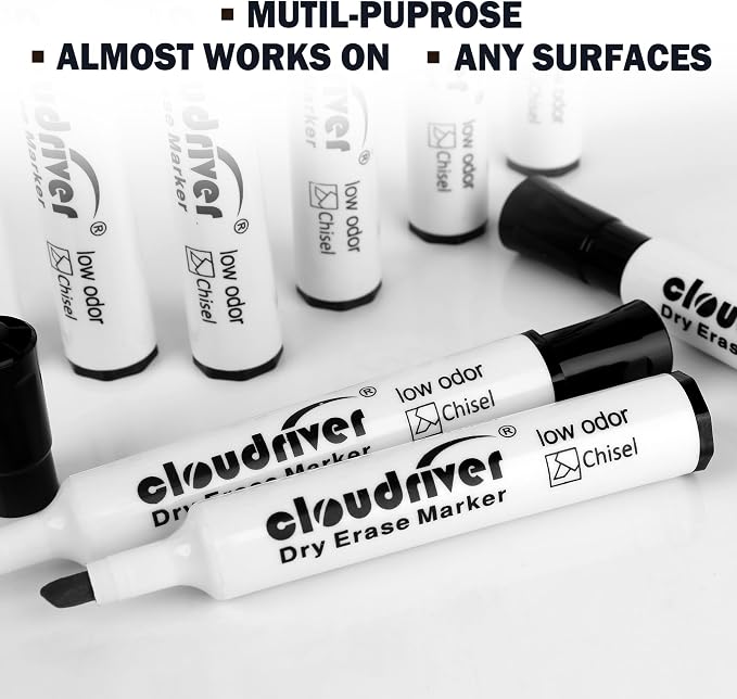 cloudriver Low Odor Dry Erase Markers Tank Style, Chisel Tip, Bulk Dry Erase - Image 6