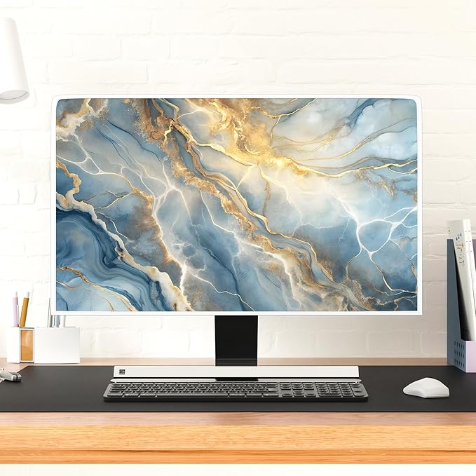Baocicco Gold Blue Waterproof Computer Monitor Dust Cover 22, 25 Inch Modern - Image 2