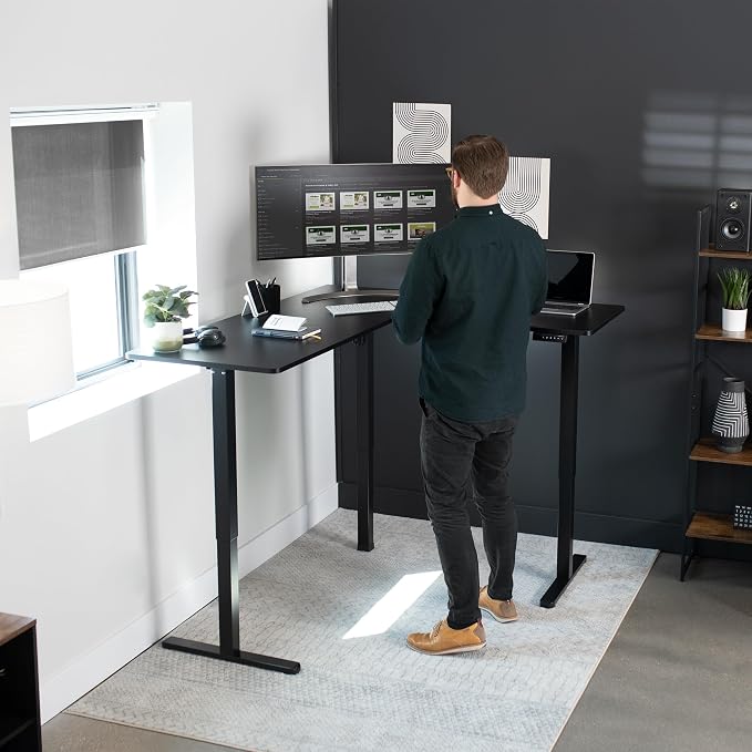 VIVO Electric Corner 63 x 55 inch L-Shaped Standing Desk, Memory Height - Image 2