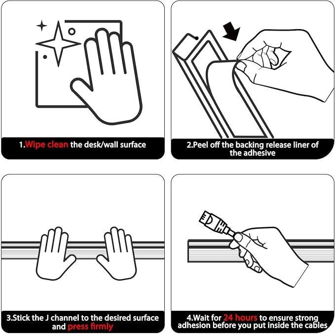 YECAYE 157in Cable Management, Cord Organizer, Easy Install Self-Adhesive Cord - Image 5