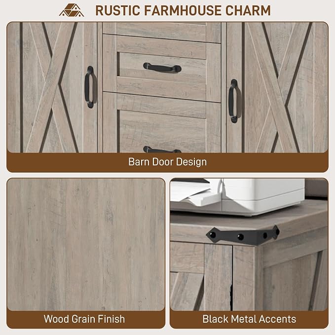 Vabches File Cabinet with 3 Drawers, Farmhouse Lateral File Cabinet Fits Files - Image 7