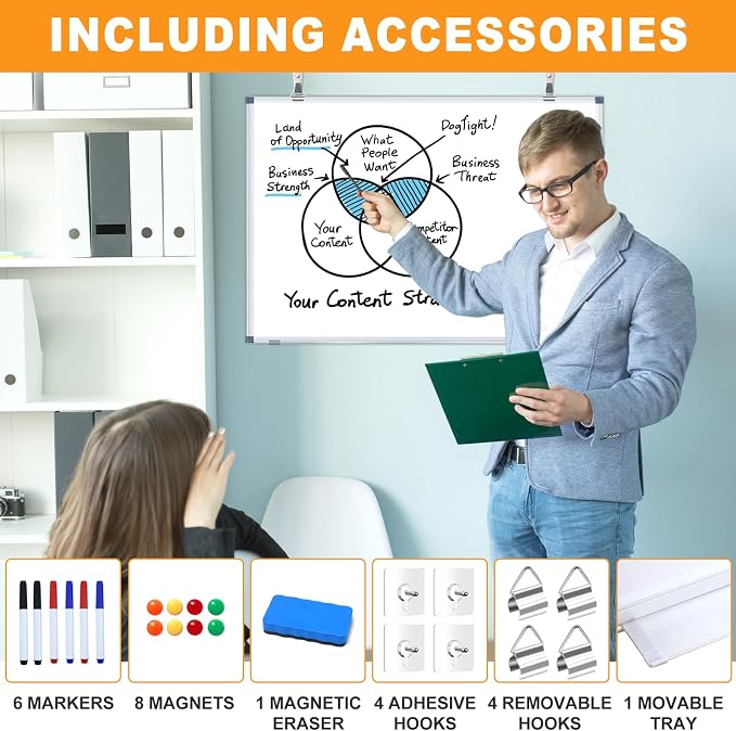 H-Qprobd Magnetic Whiteboard 24" x 18" Dry Erase White Board - Image 2