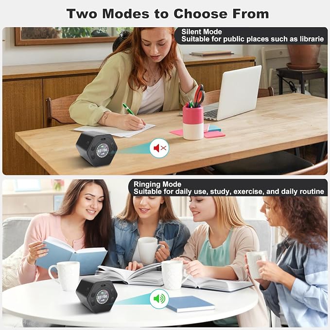 Pomodoro Productivity Timer Cube, Flip Clock, Pause & Resume, Magnetic - Image 5