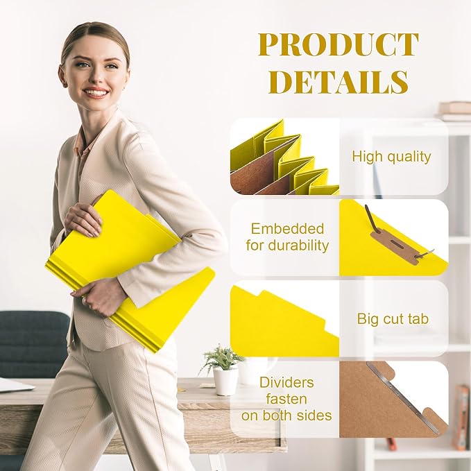Skyygemm 48 Pcs Classification Folders Letter Size, 3 Divider Pressboard File - Image 3