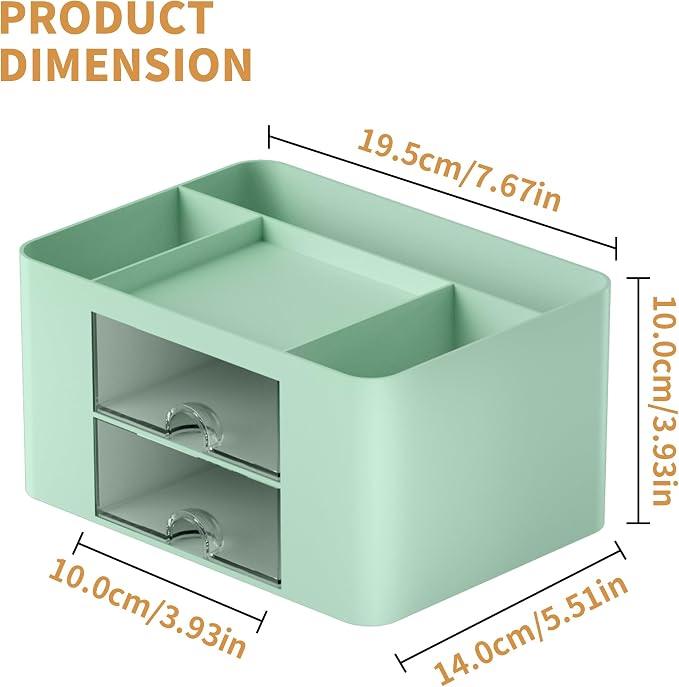 Marbrasse Pen Organizer with 2 Drawer, Desk Organizers and Accessories with 5 - Image 4