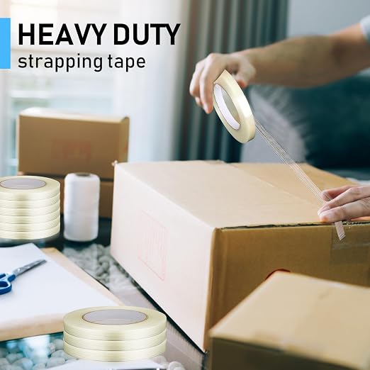 Treela 30 Rolls 1/2 Inch x 60 Yards Filament Strapping Tape 5.5 Mil Transparent - Image 4