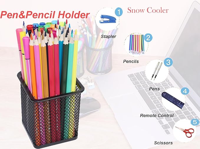 SNOW COOLER Pen Holder Pencil Holder Metal Pen Holder Cup Pencil Holder - Image 4