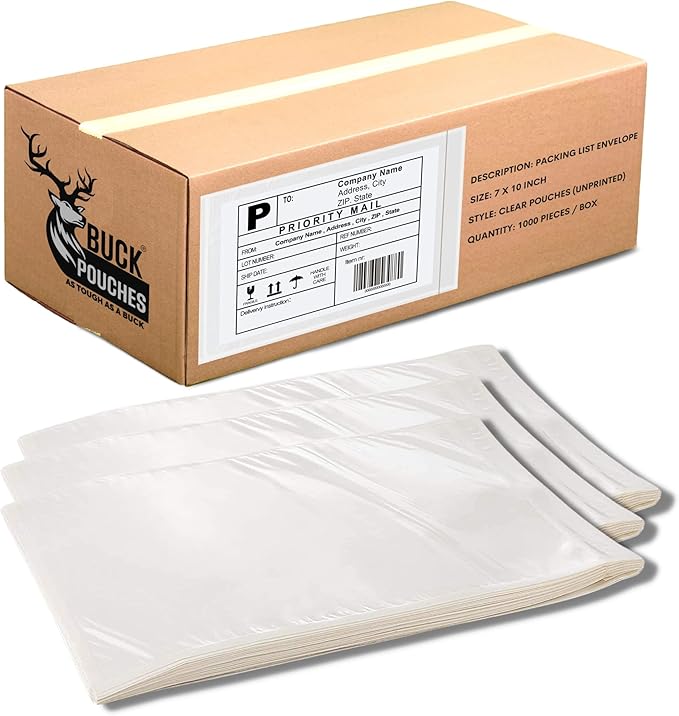 300 Pack 7"x10" Shipping Label Sleeves – Clear Self-Adhesive Packing Slip by BuckUSA