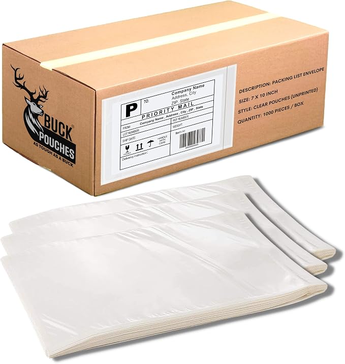 5000 Pack 7"x10" Shipping Label Sleeves – Clear Self-Adhesive Packing Slip by BuckUSA