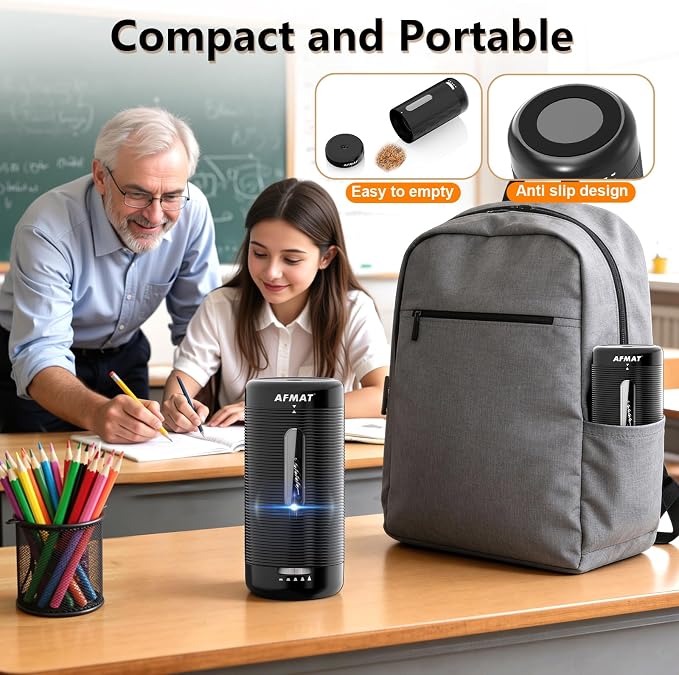 AFMAT Electric Pencil Sharpener, Fully Automatic Pencil Sharpener, Auto in & Out - Image 8