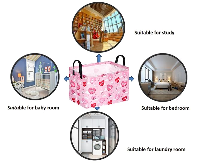 FUULOXE Rectangular Valentines Basket Storage Bin - Image 6