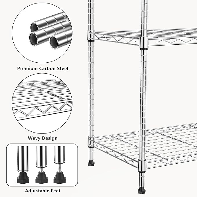 M MZG 1000 lbs 4Tier Shelf Metal Storage Shelves Wire Rack Closet Organizers - Image 5