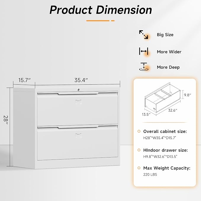 Bestoo 2-Drawer Lateral File Cabinet - Image 3