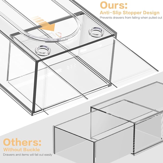 Desk Organizer with 14 Drawers, FODIENS 14 Packs Acrylic Stackable Desktop - Image 4