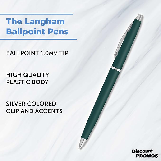 DISCOUNT PROMOS Langham Ballpoint Pens Set of 10, Bulk Pack - Image 3