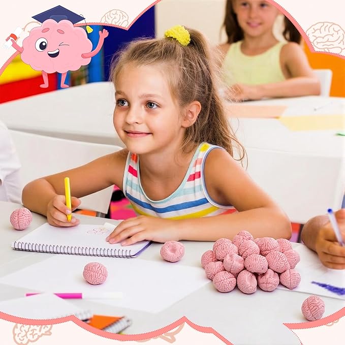 Gilprop 24 Pcs Brain Shaped Erasers Bulk, 1 Inch Mini Halloween Erasers - Image 5