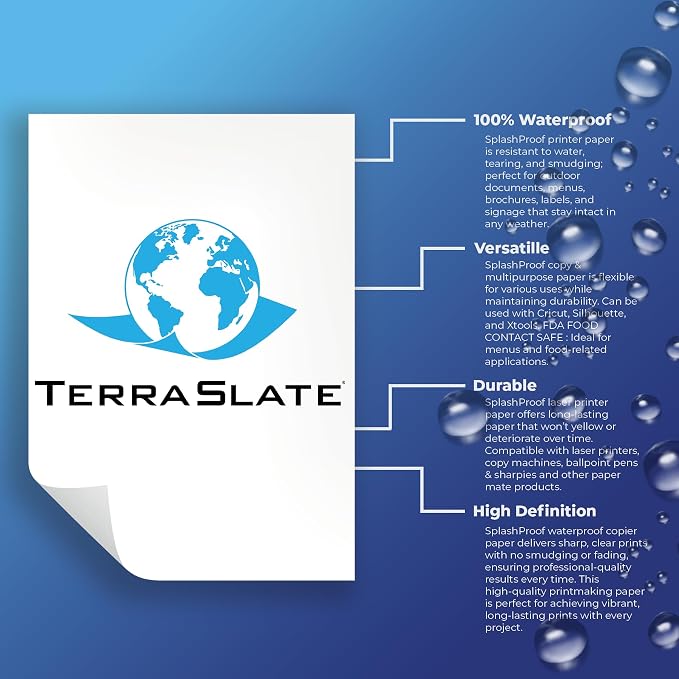 TerraSlate Waterproof, Rip-Proof Paper, 000 Sheets, 5 Mil, 8.5” x 11”, Laser - Image 5