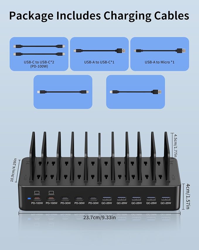 415W Charging Station for Multiple Devices, 10-Port USB C Fast Charger Station - Image 8