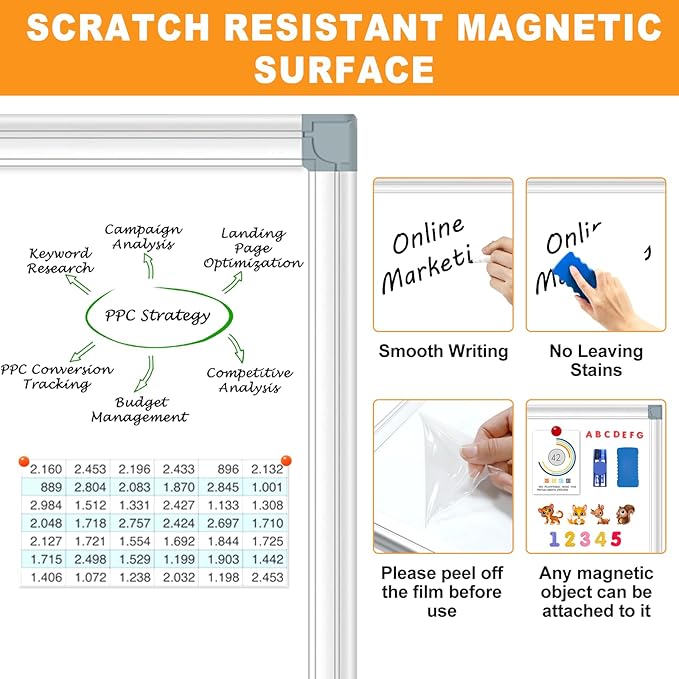 H-Qprobd Magnetic Whiteboard 24" x 18" Dry Erase White Board - Image 4