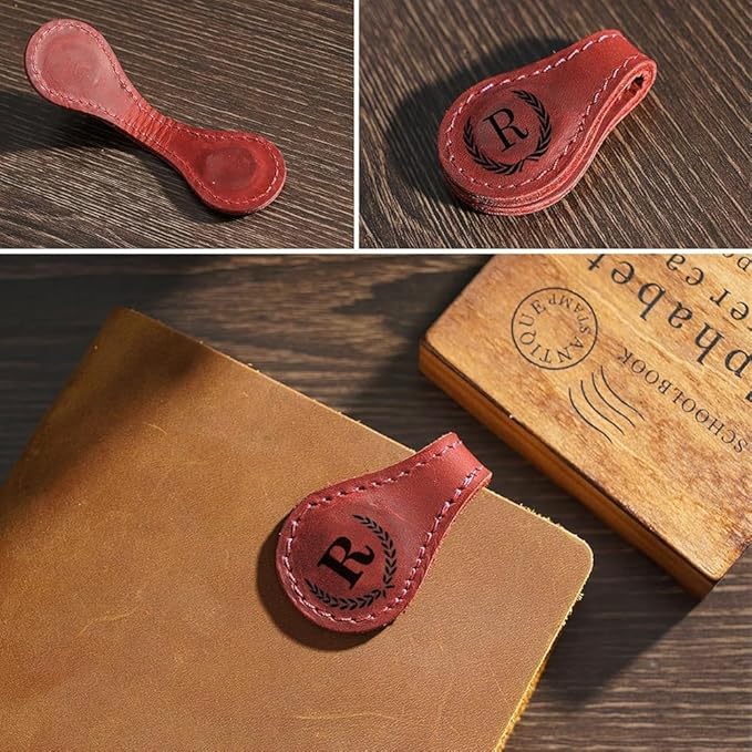 Personalized Magnetic Leather Bookmark, 26 Letters Custom Leather Bookmarks - Image 5