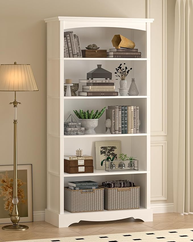 TVU 5-Tier Wooden Bookshelf, 65 Inch Tall Bookshelf - Image 5