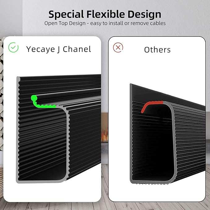 YECAYE 94.2in Cable Management, Cable Organizer, Adhesive Mount Cord Organizer - Image 6