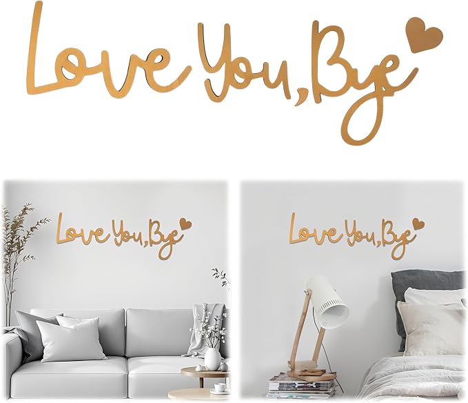 Wall Decor Gold Love You Bye Sign Hallway Entryway Door Wall Art Boho Decor by BADAO