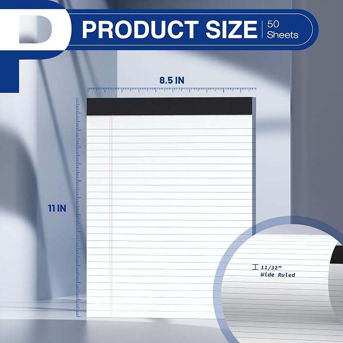 6-Pack Legal Pads 8.5"x11" Wide Ruled Note Pads - Image 2