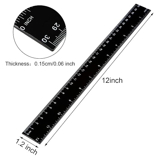 50 Pack Black Plastic Ruler, 12 Inch Standard/Metric Rulers Straight Ruler - Image 2