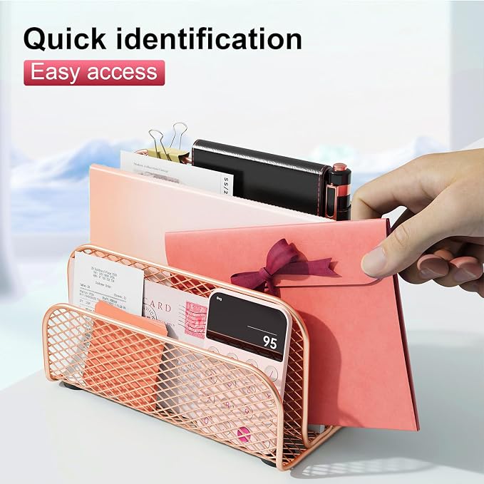 gianotter Mail Organizer Countertop, Metal File Holder - Image 4