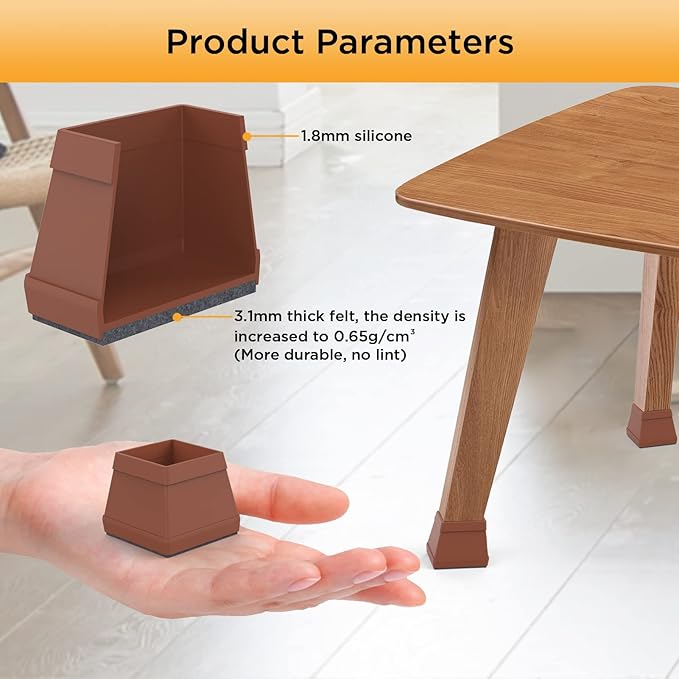 16 PCS Square Chair Leg Floor Protector, Silicone Chair Leg Cover, Furniture - Image 6