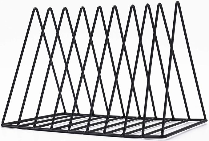 Sooyee 9 Slot Black Magazine Holder, Desktop File Sorter Organizer Triangle by Sooyee