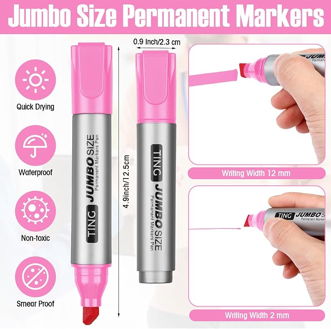 Fuutreo 10 Pack Jumbo Permanent Markers Bulk Large Chisel Tip Permanent Markers - Image 3