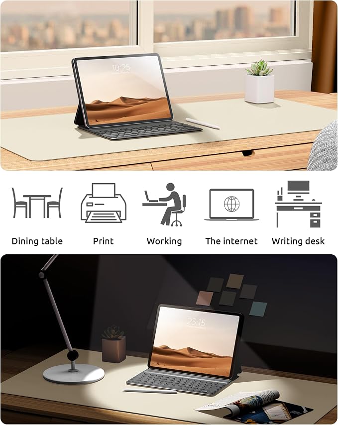 YSAGi Leather Desk Protector, Office Mat, Large Mouse Mat, Non-Slip PU Leather - Image 6
