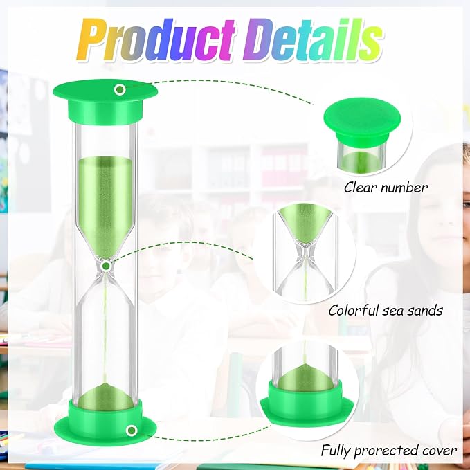 96 Pcs Back to School 5 Minute Sand Timer Bulk Colored Plastic Mini Multicolor - Image 3