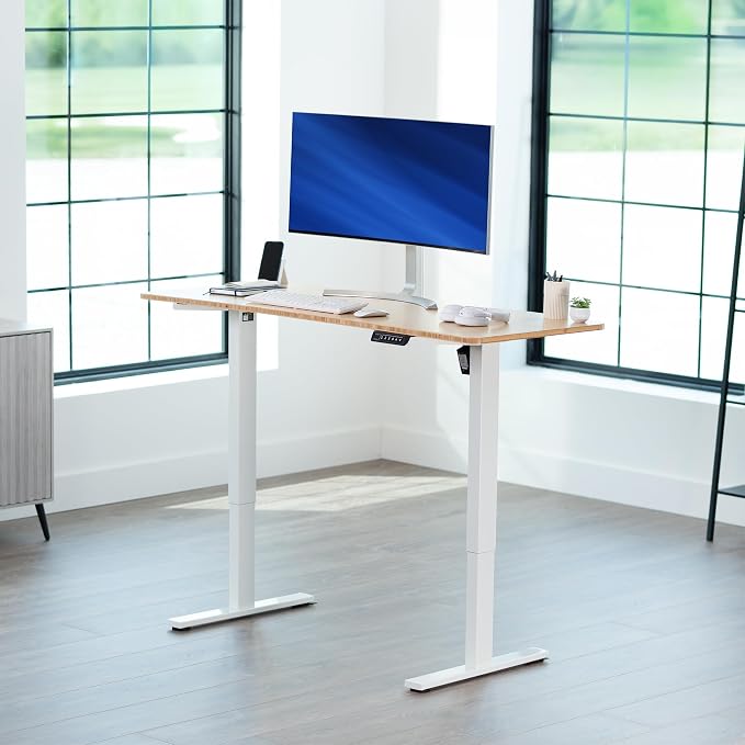 VIVO Electric 60 x 24 in Real Bamboo Standing Desk, Memory Height Adjustment - Image 2