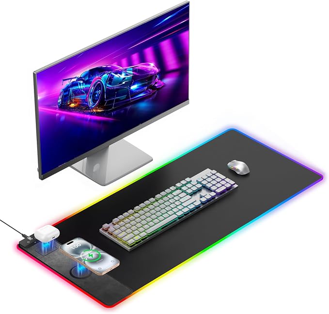 Miroddi RGB Mouse Pad with Wireless Charging Gaming Mousepad, 31.5"x15.75" by miroddi